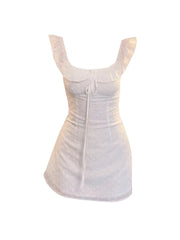 Hnewly Sexy Small Flying Elegant Dress Women Summer New Solid U-neck Floral Party Dress Female Temperament Slim Kawaii Mini Dress