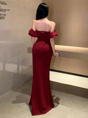 Hnewly DRESS TO IMPRESS Red Sexy Club Backless High Split Ruffles Wrapped Hip Dress Elegant Luxury Off Shoulder Party Evening Dresses Women Summer
