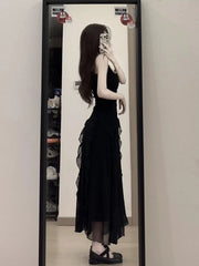 Hnewly Design Style Small Black Dress Women's Summer Waist Wrap Show Thin Super y2k formal occasion vestidos women dress