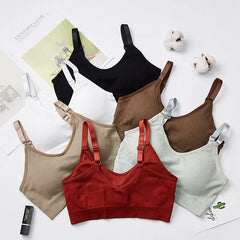 Hnewly Tube Tops for Women's Seamless Solid Color U Back Women's Underwear Crop Top Sports Tank Tops Bottoming Bra with Chest Pad Top