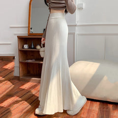 Hnewly Sexy Hip-Wrapped Knitting Long Skirt for Women Elegant Elastic High Waist Mermaid Skirts Woman Pleated A Line Midi Skirt Ladies