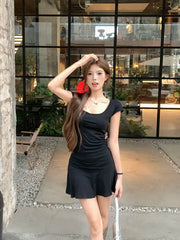 Hnewly New Women Slim Temperament Purple Black Mini Dress Sexy Summer Knit Waist Skirt Spice Girls Dresses Bodycon Dress High Quality