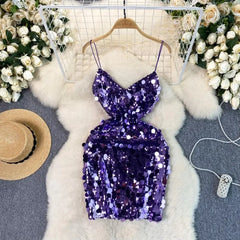 Hnewly Sexy Sequin velvet slip Dress Chic Vintage Evening Party Club Women Chic elegant Slim Hip Wrap dresses