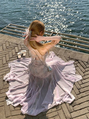 Hnewly French Vintage Y2k Elegant Boho Midi Dress Female Slim Sexy Lace Print Camisole Long Dress Sequin High Waist Dresses Even Party