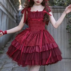 Hnewly Spring Summer Sleeveless Suspenders Dress Women Cute Ribbon Bow Off Shoulder Girl Princess Mini Cake Dress