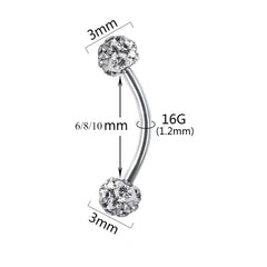 Hnewly 5pc Stainless Steel Rhinestone Ball Spiral Lip Ring Punk Style C-Type Lip Stud,for Women with Daily Party Wear Jewelry Gifts