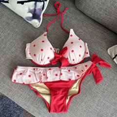 Hnewly New High Waist Fairy Sweet 4-Piece Women's Split Bikini Set - Print Trendy Swimwear Beach Vacation Summer Party Fashion