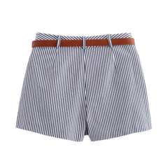 Hnewly new summer women's clothing fashion temperament simple and versatile slim fit with belt striped skirt pants