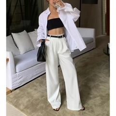 Hnewly Multicolor Office High-waisted Wide-leg Suit Pants Women's Autumn Loose and Drape Casual Straight Mopping Trousers