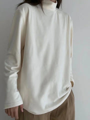 Hnewly Bottoming Shirt Women Velvet Autumn Winter Turtleneck Long-sleeved T-shirt Thickened Casual Inner Warm Top Office Lady's Loose