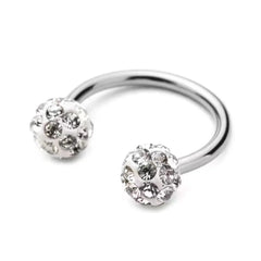 Hnewly 5pc Stainless Steel Rhinestone Ball Spiral Lip Ring Punk Style C-Type Lip Stud,for Women with Daily Party Wear Jewelry Gifts