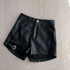 Hnewly Sexy Black Pu Leather Shorts Women's Autumn and Winter Tight Gothic High Waist Shorts Street Fashion Y2K Hot Girl Outfit