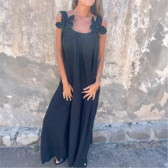 Lunivop Spring Summer New Loose Maxi Dress For Women's Summer Stylish Sleeveless Flower Solid Casual Lady Beach Holiday Long Dresses