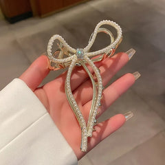 Lunivop Luxury Pearl Crystal Butterfly Hair Claw Clips For Women Girls Elegant Hairpin Geometric Crab Female Hair Accessories Gift