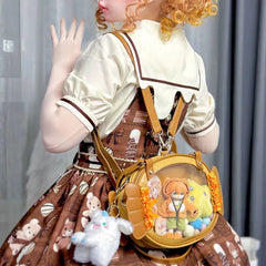 Hnewly Lolita Aesthetic Candy Ita Bag Women Sweet Cute Transparent Shoulder Bag Ladies Petite Refined Multifunctional Backpack