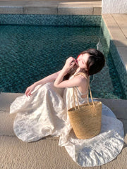 Hnewly Summer Beach Backless Midi Dress Women Casual Bodycon Dress Even Party Korean Fashion One Piece Dress Elegant Sleeveless