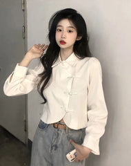 Hnewly Shirts Women Long Sleeve Summer New Arrival Straight Loose All-match Irregular Clothing Aesthetic Harajuku Fashion Chemise Femme