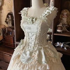 Hnewly Sweet Elegant Princess Dress Summer New Woman's High Waist Slimming Bow Lace Splicing Evening Dress Ball Gown Vestido Feminino
