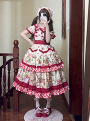 Hnewly Graceful Lady Cute Sweet Girl Japanese Original Lolita Dress Pastoral Style OP Princess Dress Doll Collar Princess Dresses