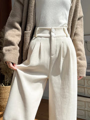 Hnewly Wide Leg Pants Jogger Womens Spring Linen Pleats Lace-Up Kawaii Breathable Comfortable Students School Aesthetics Trousers Retro