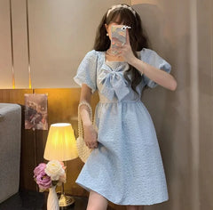 Hnewly DRESS TO IMPRESS Casual Puff Sleeve Fairy Dress White Women's Dresses High Quality Cute Kawaii Fashion Preppy Loose Y2k Fairy Grunge Baby Doll
