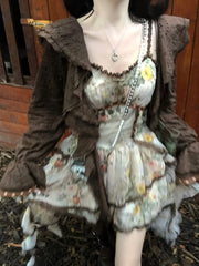 Hnewly Bohemian Style Irregular Camisole Vest Dress for Women+ Y2k Long Sleeve Loose Cardigan 2025 Spring New Two Piece Sets