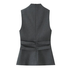 Lunivop New Fashion Women High Neck Sleeveless Button Top Elegant Chic Lady Tank Tops