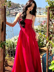 Hnewly DRESS TO IMPRESS Rosy Dress Women Floor Length Sleeveless Elegant Party Simple Casual Summer Holiday Female All-match Vintage Korean Style New