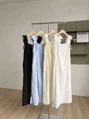 Hnewly Y2k Aesthetic Sweet Sleeveless Ruffled Dress Women Vintage Harajuku Bandage Dresses Square Collar Fairy Solid Grunge Vestidos