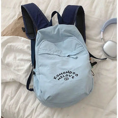 Hnewly Korean Nylon Backpack Lightweight Soft Summer Blue School Bag Women Casual Hiking Outdoor Bag Large Capacity Fashion Schoolbag