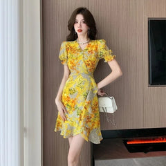 Hnewly Female Dress Beach Women's Dresses Short Sleeve Midi Cheap Casual Elegant Chic Curvy Vintage Pretty Y2k 2025 Fashion Youth Party
