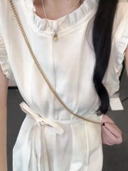 Hnewly Summer Simple Commuting White Temperament New Style Waist Vest Long Skirt
