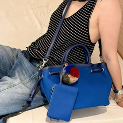 Hnewly Large Capacity Commuter Canvas with PU Leather Bundle Tote Bag Fashionable Commuter Vegetable Basket Portable Canvas Bag