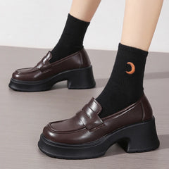 Hnewly Women's Loafers Spring British Style Slip On Platform Mary Jane Shoes Woman Japanese Jk Uniform Lolita Shoes Women