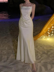Hnewly White Tight Hip Sexy Beach Style Women's Dresses French Elegant Solid Color Slash Neck Fashion Chic Female Evening Dress