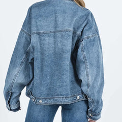 Hnewly Denim Jacket Women y2k Clothes Solid Color Turn-down Collar Single Breasted Long Sleeve Jeans Coat 2000s Streetwear