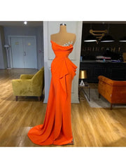 Lunivop Elegant Orange Mermaid prom Dresses V neck chiffon Long Vestidos Charming Evening Dresses Formal Party Gown robe de soiree