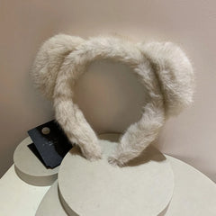 Hnewly 1PC High-End Wide-Brimmed Plush Cute Ear Headband, Autumn/Winter Atmosphere-Boosting Sweet and Stylish Hair-Compressing Headband