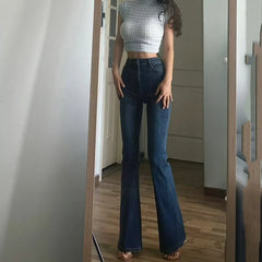 Hnewly Skinny Trousers Bell Bottom Slim Fit Womens Jeans Flared Pants for Women High Waist Shot with Pockets Flare Blue Summer Cowboy R