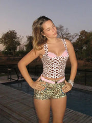 Hnewly Leopard Print Fashion Tank Tops Women Mesh Patchwork Square Collar Vest Hottie Street Sexy Hipster Classic Outfits