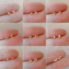 Lunivop Needles Gold Color Simple Small Butterfly Stud Earrings for Women Hypoallergenic Daily Wear Ear Girls Pierc Gifts