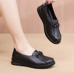 Lunivop Genuine Leather Women Flat Shoes With On Casual Ballet Flats Female Comfortable Wedge Shoes Retro Mom Single Shoes