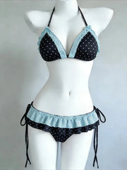 Hnewly Fairy Sweet High Waist 4-Piece Split Bikini Set For Women - Print Trendy Swimwear Chic Beach Vacation Summer Party Fashion