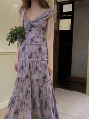 Hnewly Summer 2 Piece Skirt Sets Women Casual Sleeveless Blouse + Print Midi Skirt French Vintage Evening Party Elegant Suits