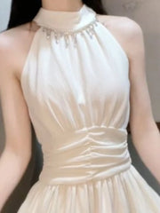 Hnewly Halter Woman Dresses Ruffles Elegant Spring Summer Long Dress Korean Fashion Sleeveless Vintage Vestidos Mujer