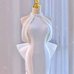 Hnewly Hanging Neck Fish Tail Light Wedding Dress Bride's Temperament High-end And Simple French Welcome Dress Trailing Customized