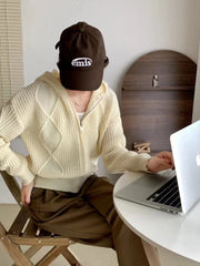 Hnewly Women Zip Up Knit Cardigan Hooded Zipper Front Sweater Jacket Hoodie Teen-girl Fall Winter Casual Outfit