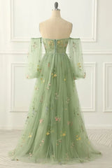 Lunivop High Quality Sweetheart Floor Length Tulle Appliques Three Quarter Backless Zipper Up Green Robe Pour Mariage