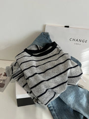 Hnewly Large Size Striped Long Sleeved T-shirt Women Spring Autumn 2024 Loose O-neck Soft Thickened Tops Korean Version Versatile Tee
