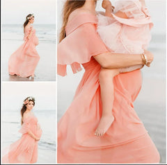 Hnewly Maternity's Off Shoulder Chiffon Gown Maxi Long Photography Dress Pregnant Clothes Beach Fancy Pregnancy Photo Props Shoot